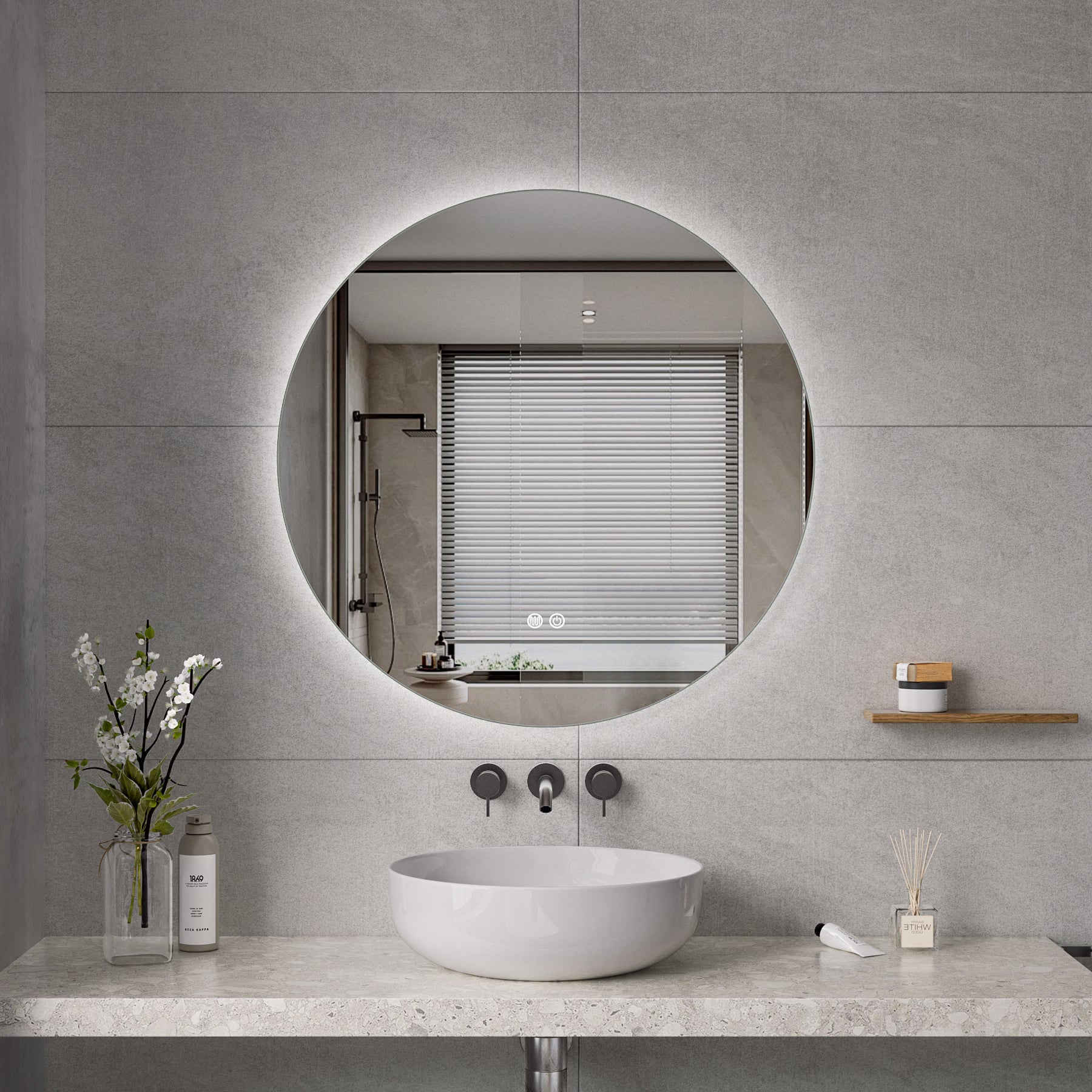 Luigi - LED Badrumsspegel cm med Dimbar Touch-belysning (I flera storlekar)