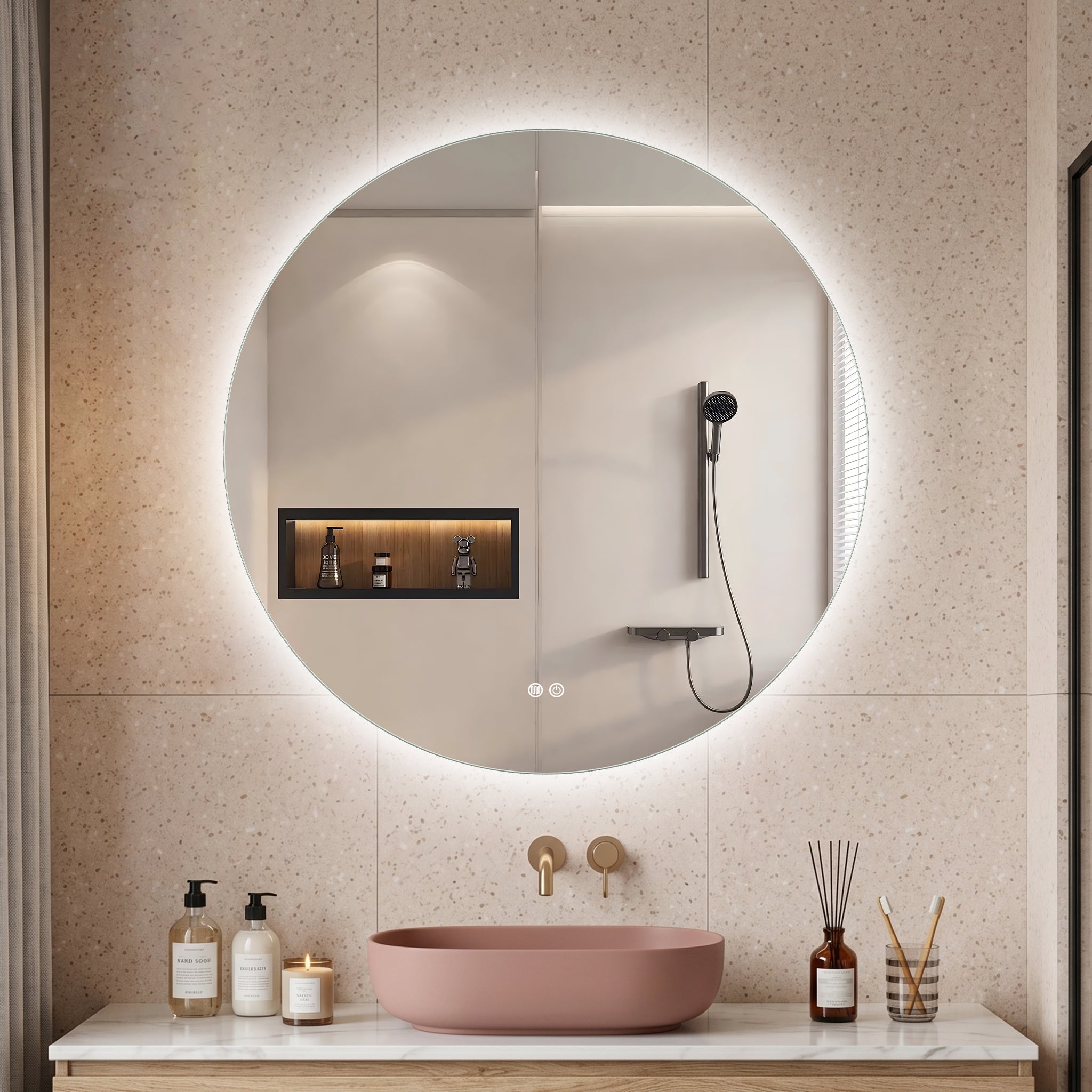 Luigi - LED Badrumsspegel cm med Dimbar Touch-belysning (I flera storlekar)