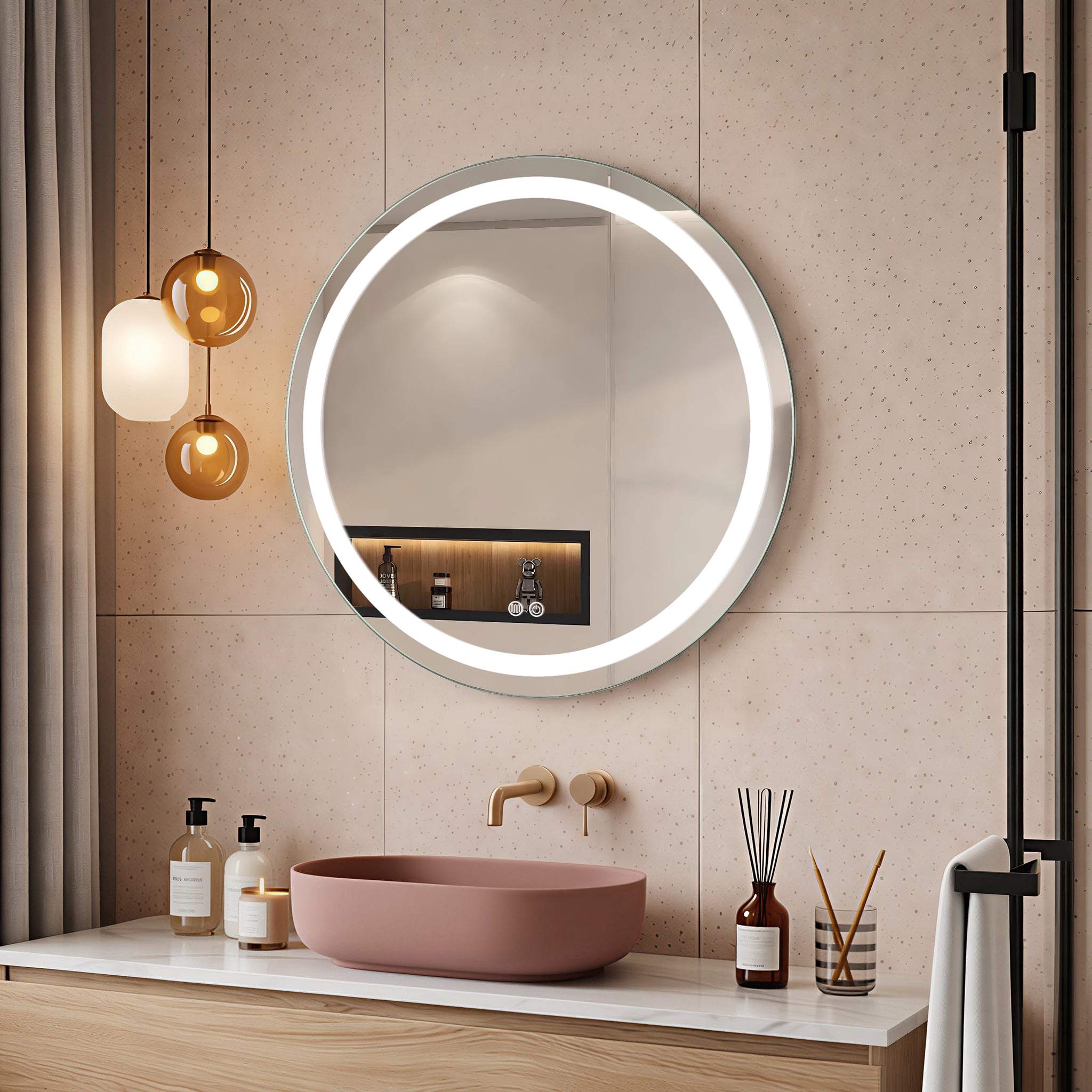 Dante - Rund LED Badrumsspegel med Touch & LED-belysning (I flera storlekar)