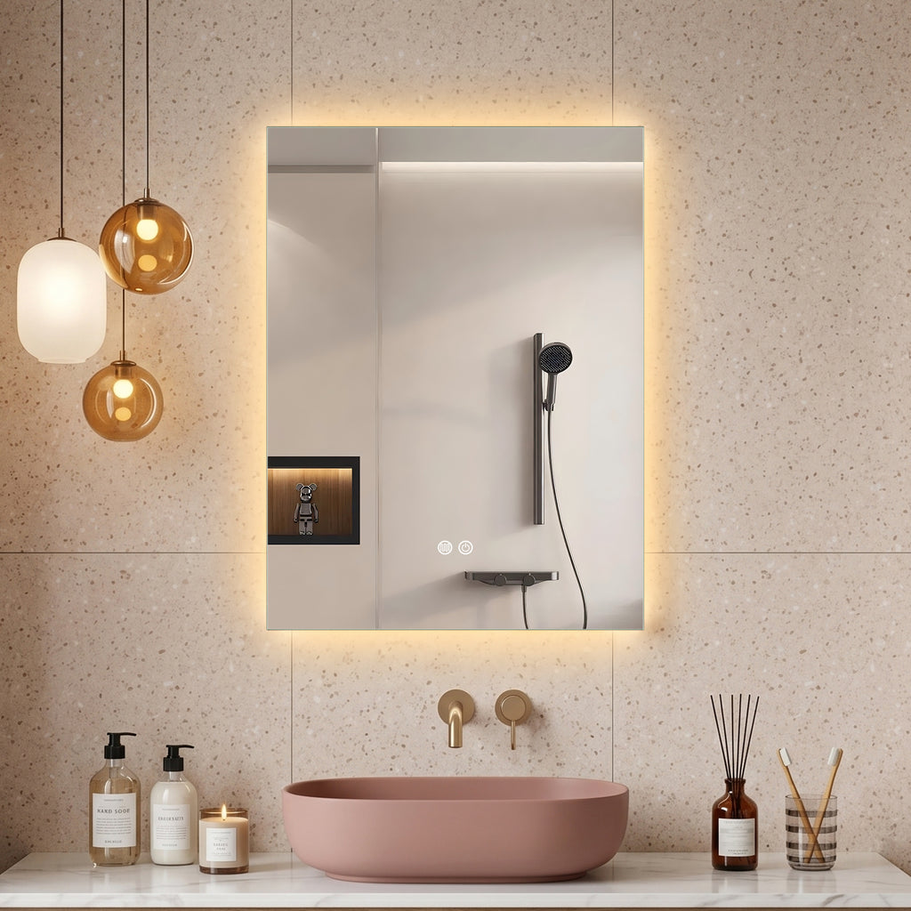 Halo - Rektangulär LED Badrumsspegel med Touch & LED-belysning – (I flera storlekar)