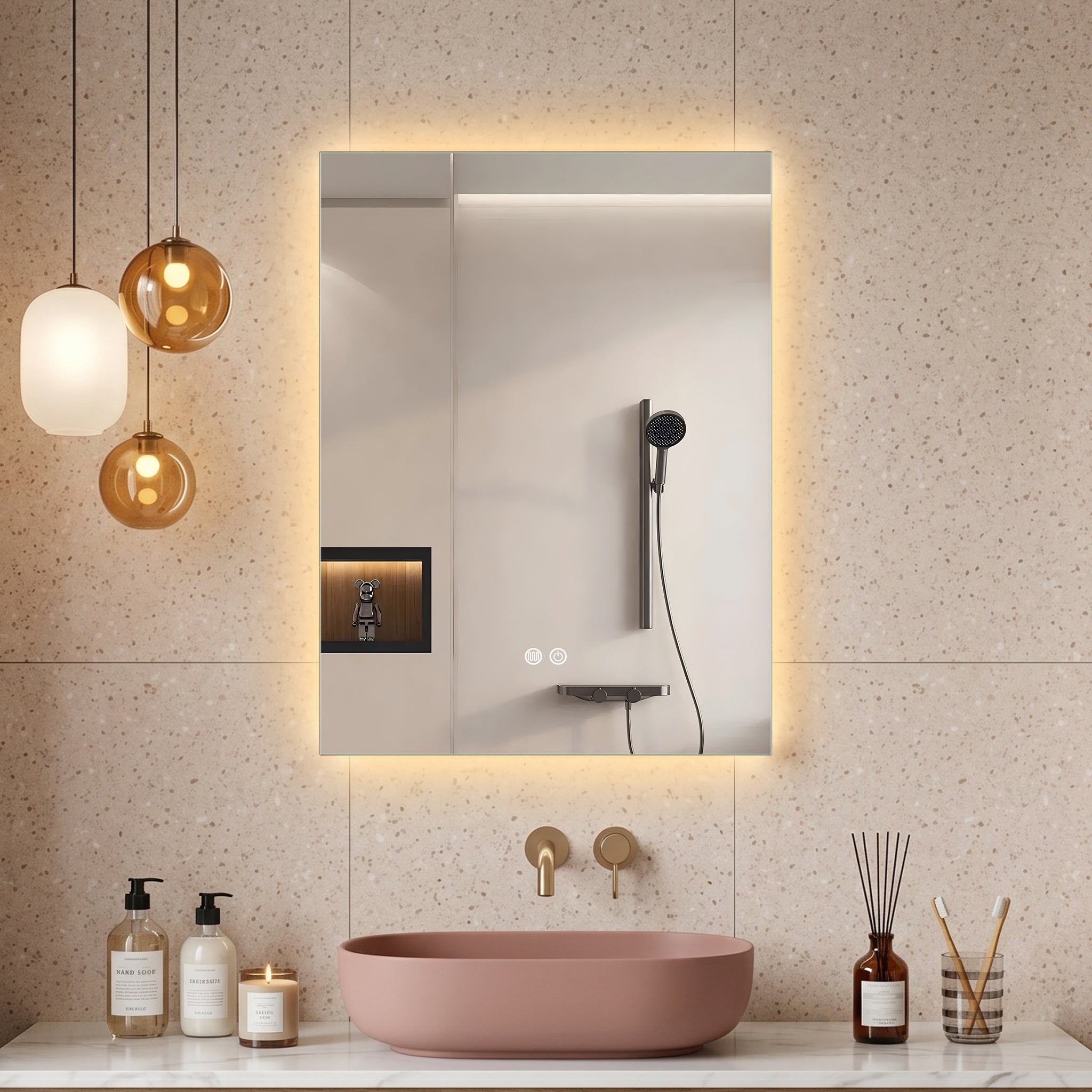 Halo - Rektangulär LED Badrumsspegel med Touch & LED-belysning – (I flera storlekar)