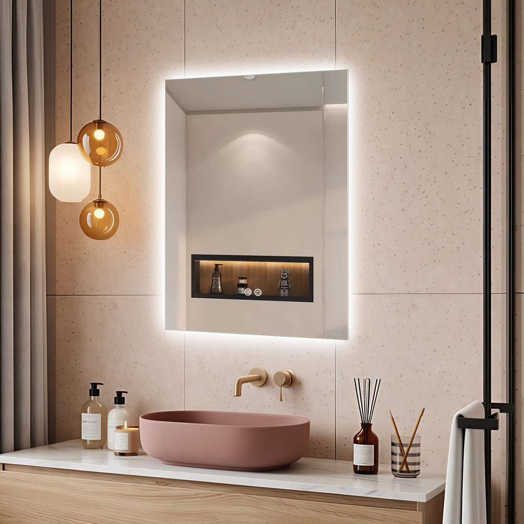 Halo - Rektangulär LED Badrumsspegel med Touch & LED-belysning – (I flera storlekar)