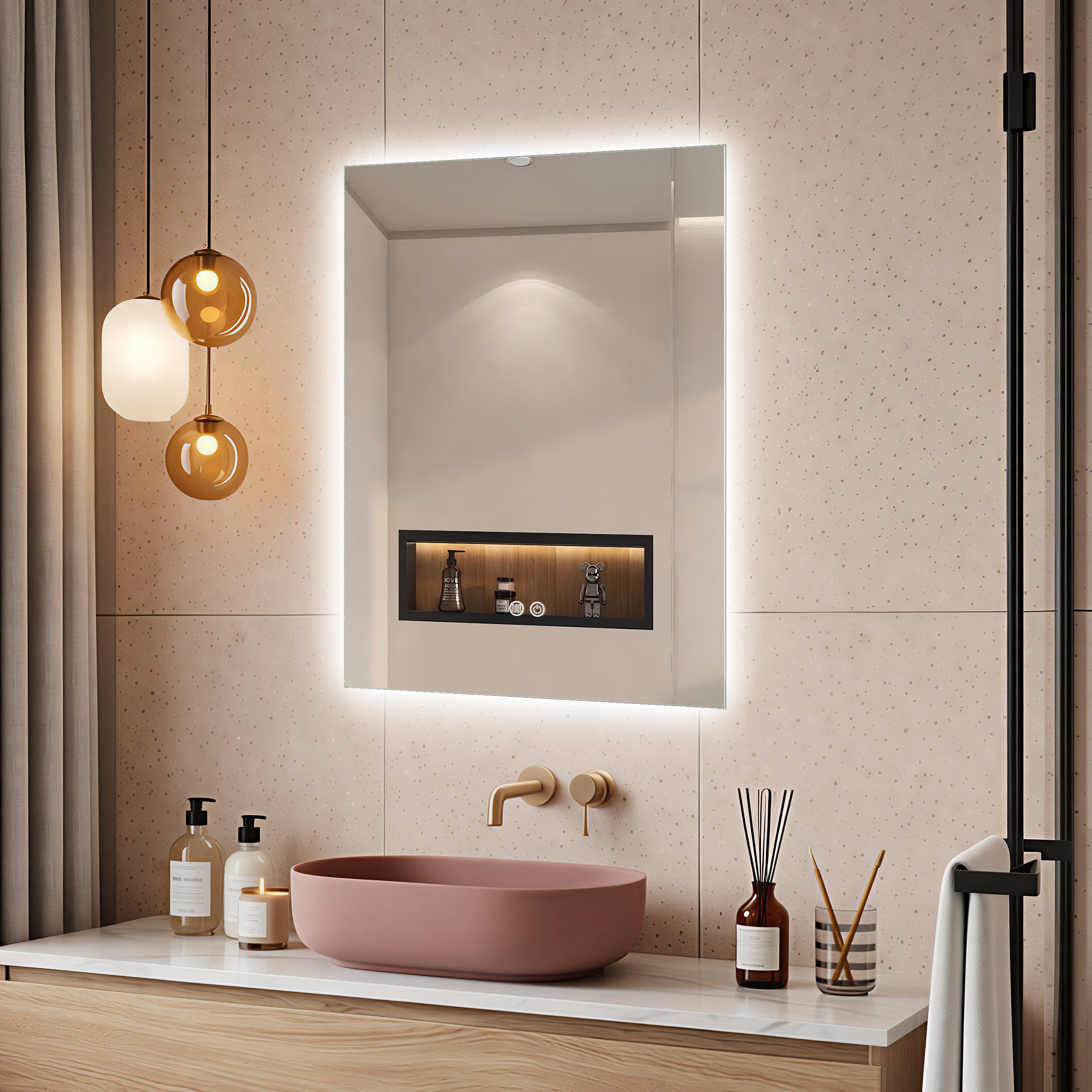 Halo - Rektangulär LED Badrumsspegel med Touch & LED-belysning – (I flera storlekar)