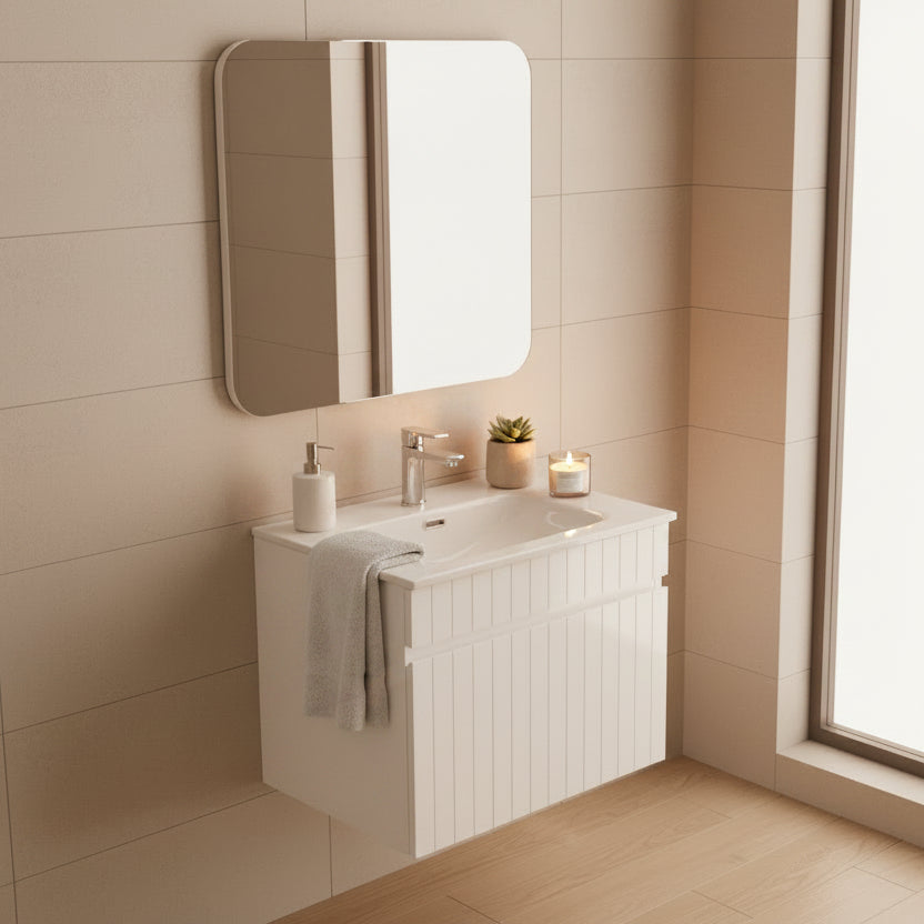 Iconic White Sky - Badrumsmöbel med Tvättställ Matt Vit 60 cm