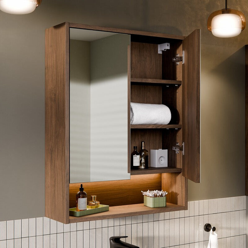 Verona - Badrumsspaket med LED-belysning & Eluttag Valnöt 60 CM