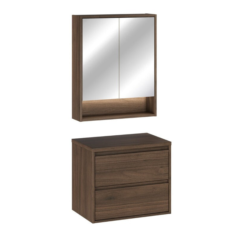 Verona - Badrumsspaket med LED-belysning & Eluttag Valnöt 60 CM