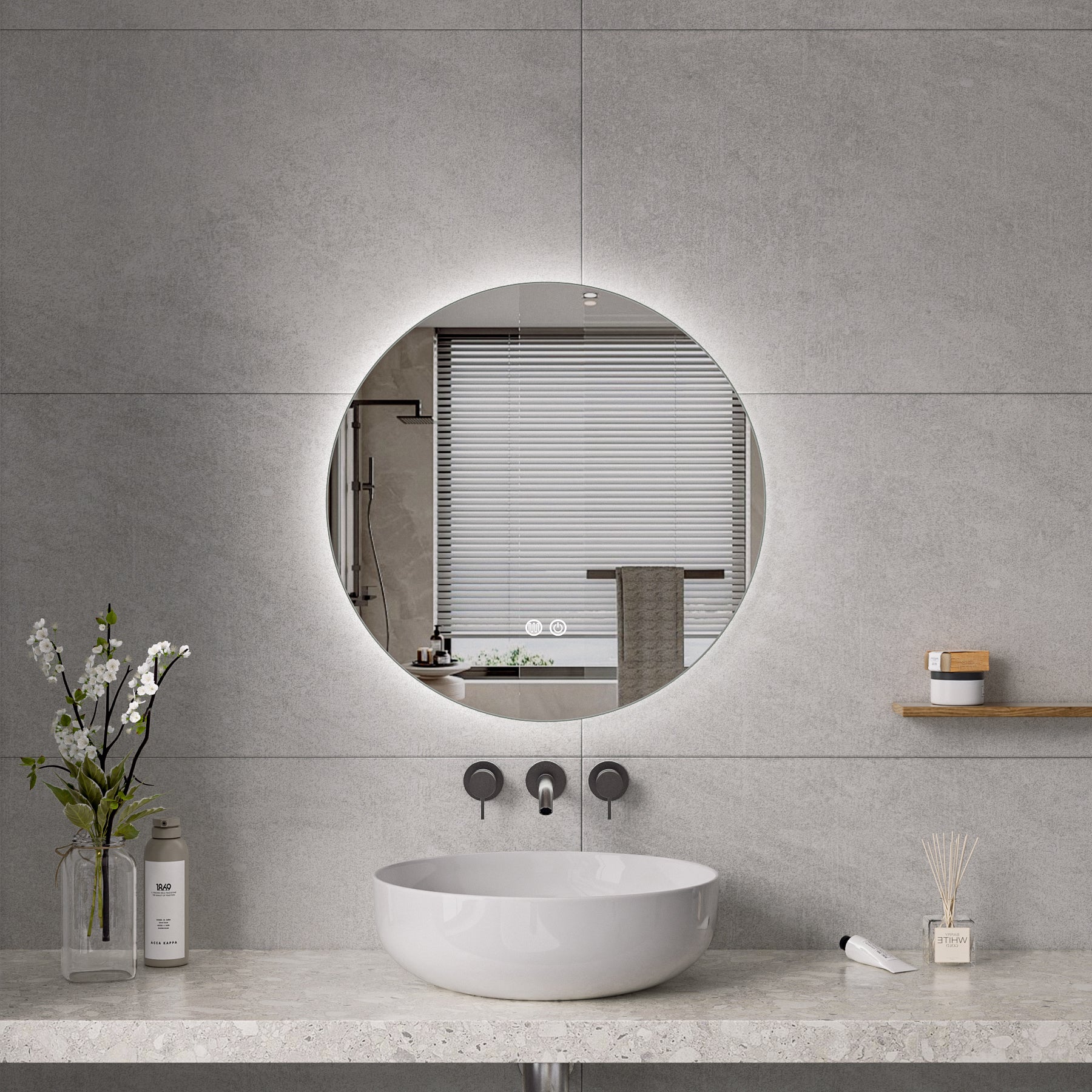 Luigi - LED Badrumsspegel cm med Dimbar Touch-belysning (I flera storlekar)