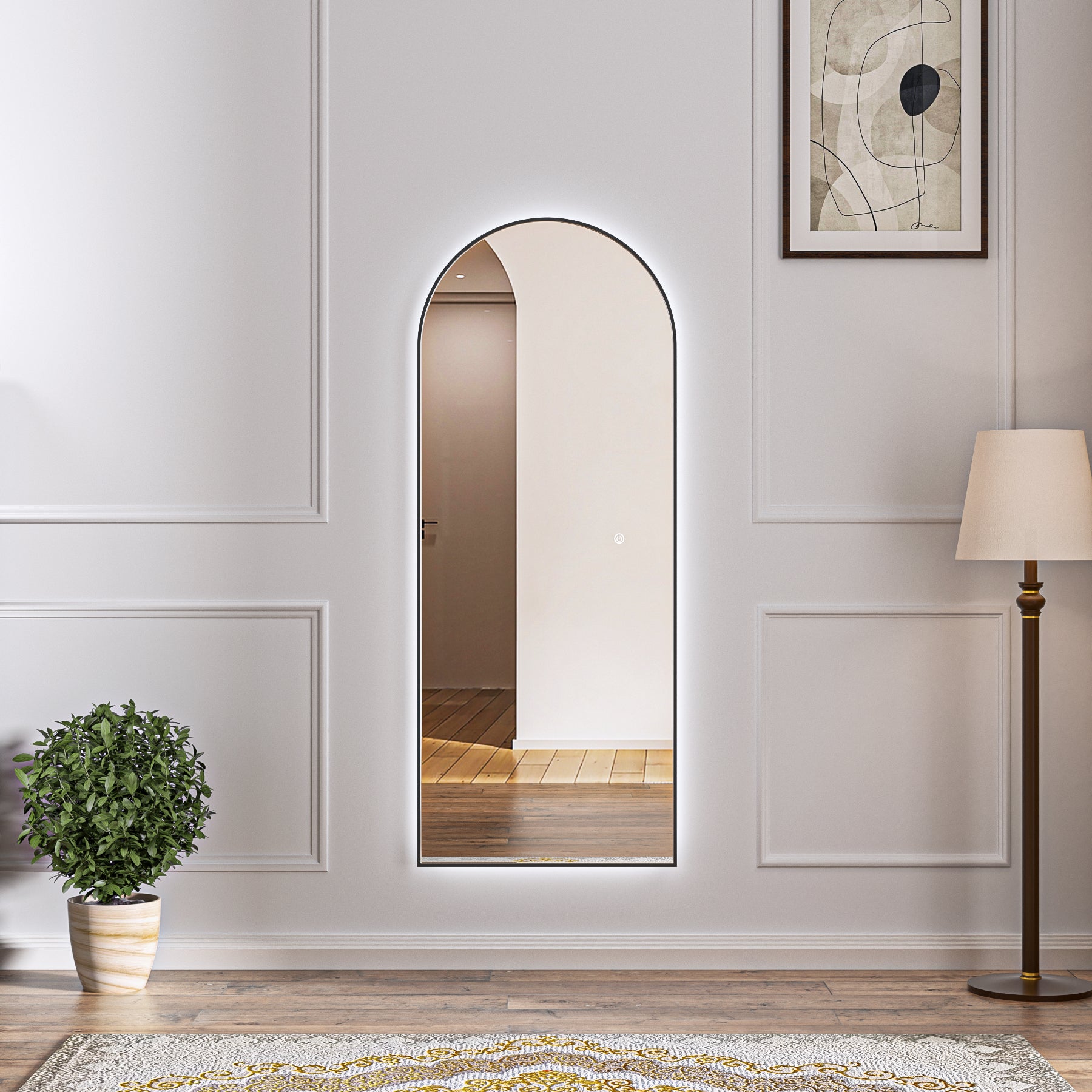 Carmen - LED Spegel med Svart Ram & Belysning (I flera storlekar)