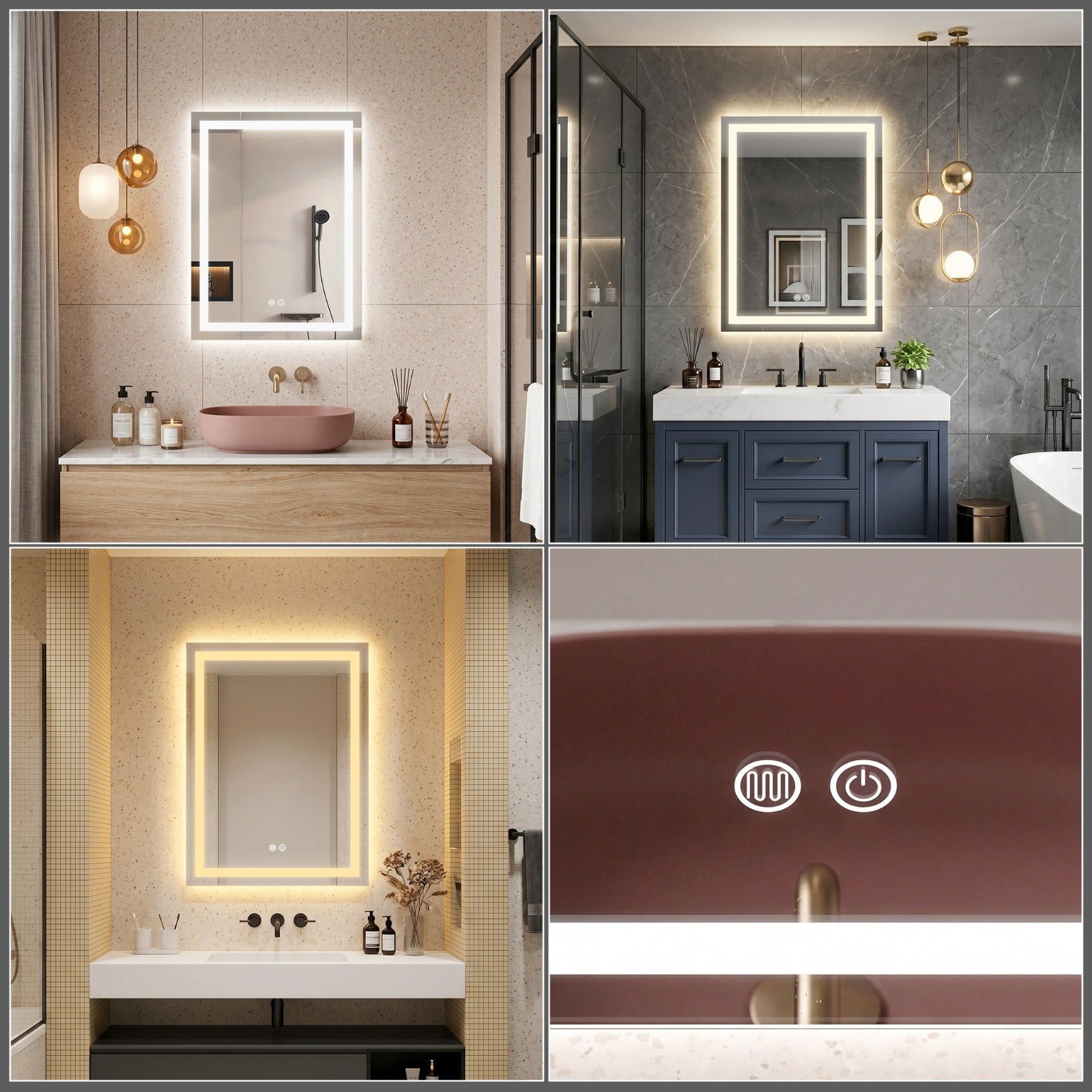 Franklin - LED Badrumsspegel med Anti-fog & Dimbar LED-belysning (I flera storlekar)